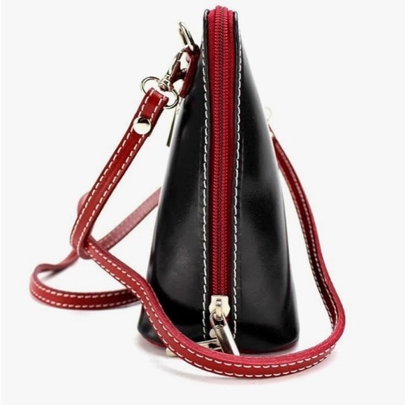 Vera Pelle Genuine Leather Crossboby Square Bag Long Shoulder Strap Convertible - Picture 10 of 15